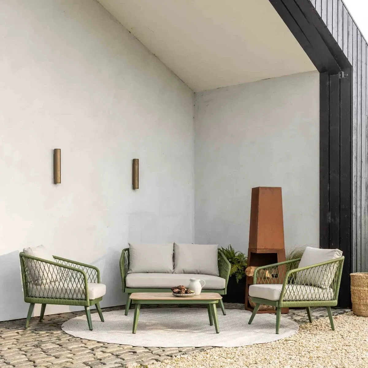 Lauren 4-Seat Lounge Set - Green, Woven Rope product