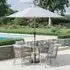 Lauren 4 Seat Round Dining Set with Parasol - Wood Effect