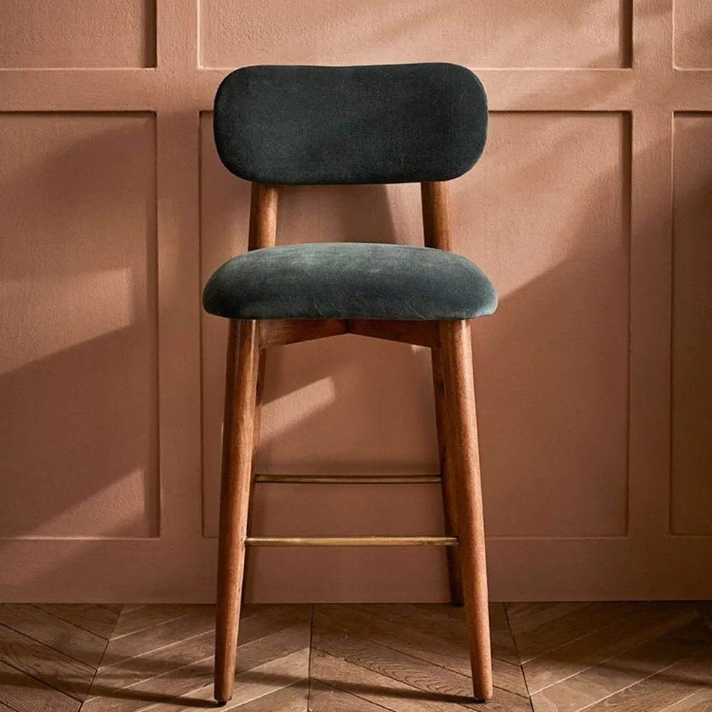 Layla Barstool - Petrol Blue, Velvet image
