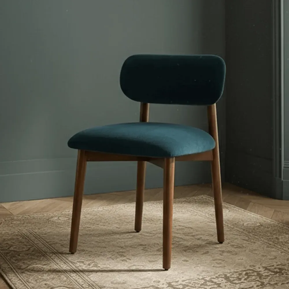 Layla Dining Chair - Petrol Blue, Velvet