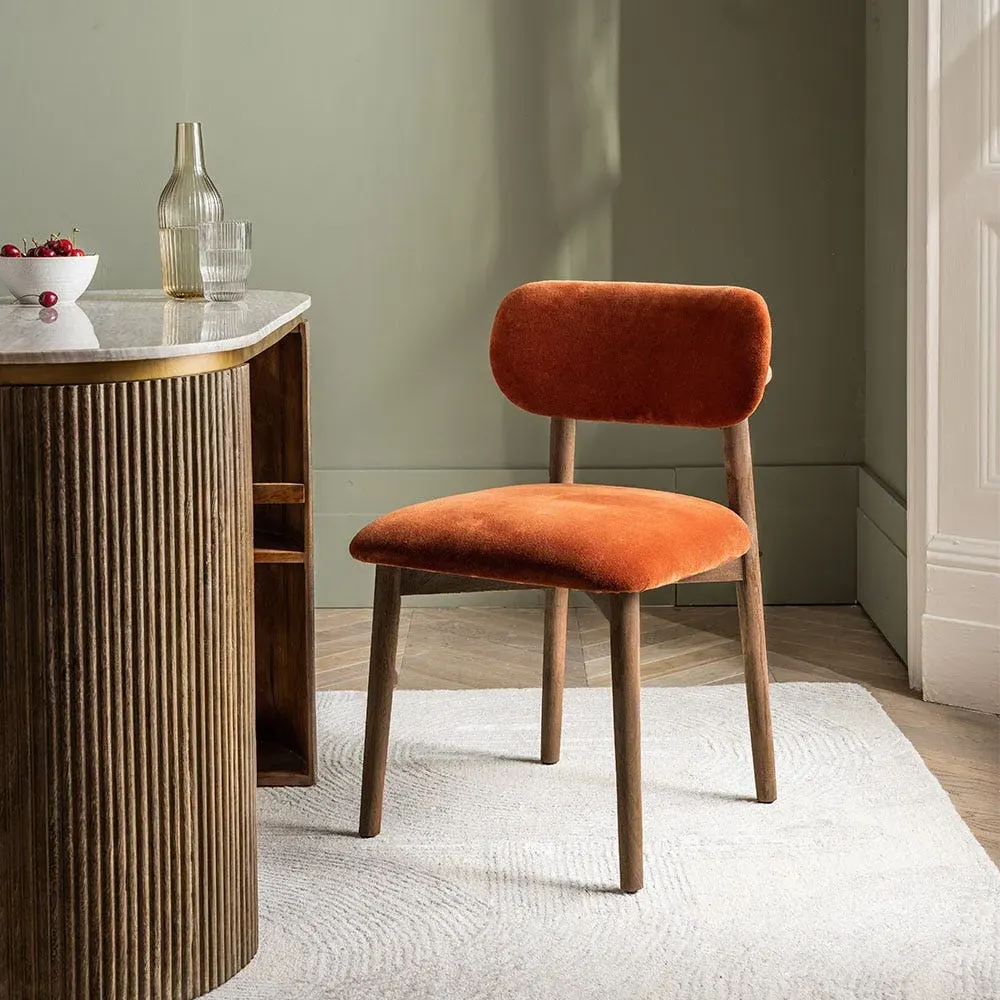 Layla Dining Chair - Rust, Velvet