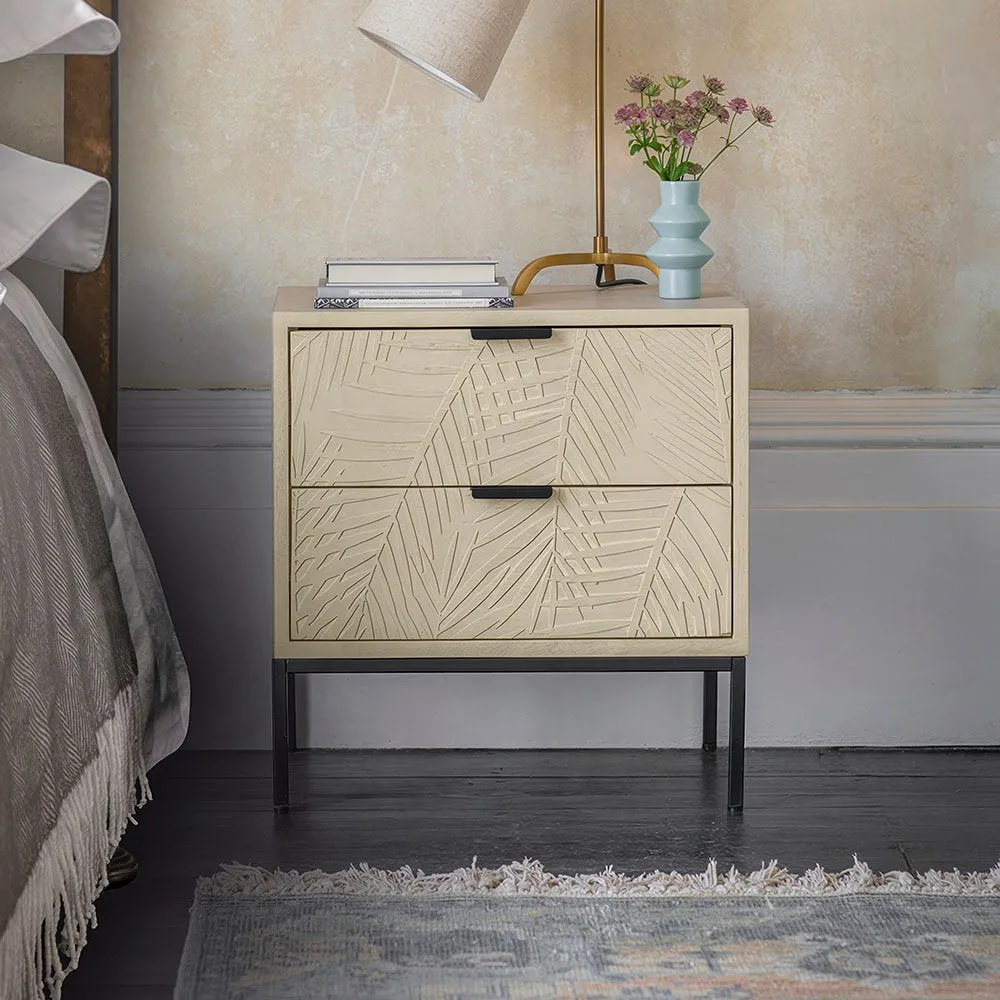 Leaf Bedside Drawers - Whitewashed, Mango Wood image