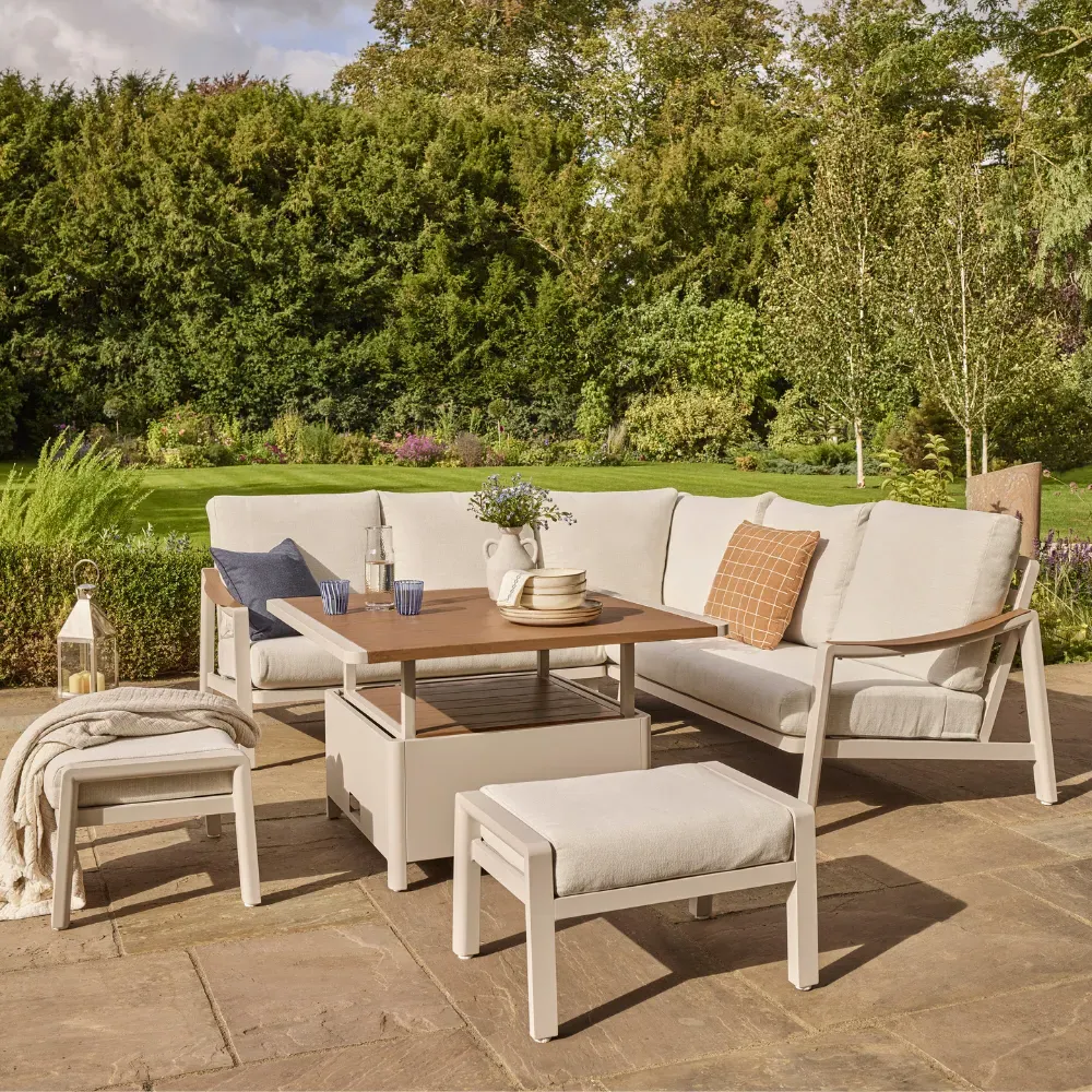 Leena Corner Sofa Dining Set with Adjustable Table - Grey, Aluminium product