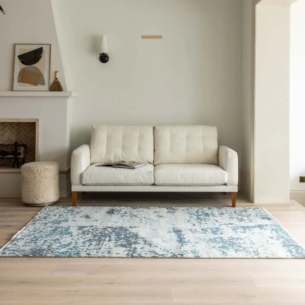 Lena Hand Knotted Rug - Blue, Wool