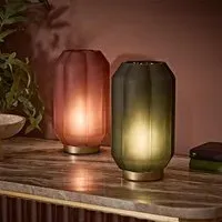 Letty Hexagonal Table Lamp - Green, Glass