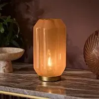 Letty Hexagonal Table Lamp - Peach, Glass