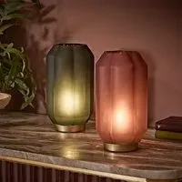 Letty Hexagonal Table Lamp - Terracotta, Glass
