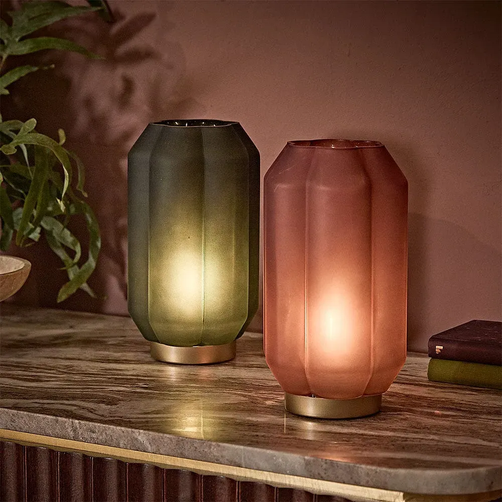 Letty Hexagonal Table Lamp - Terracotta, Glass