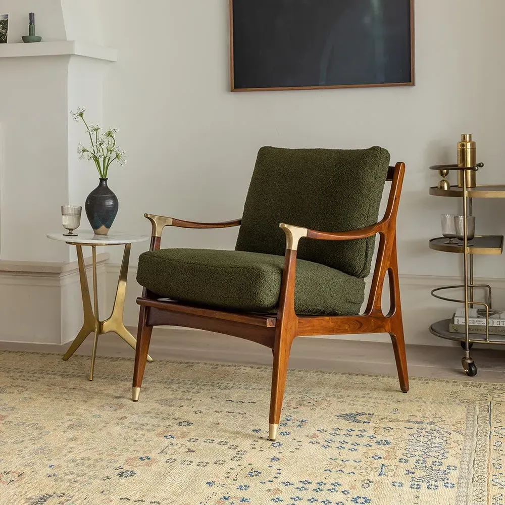 Levi Armchair - Olive Green, Boucle