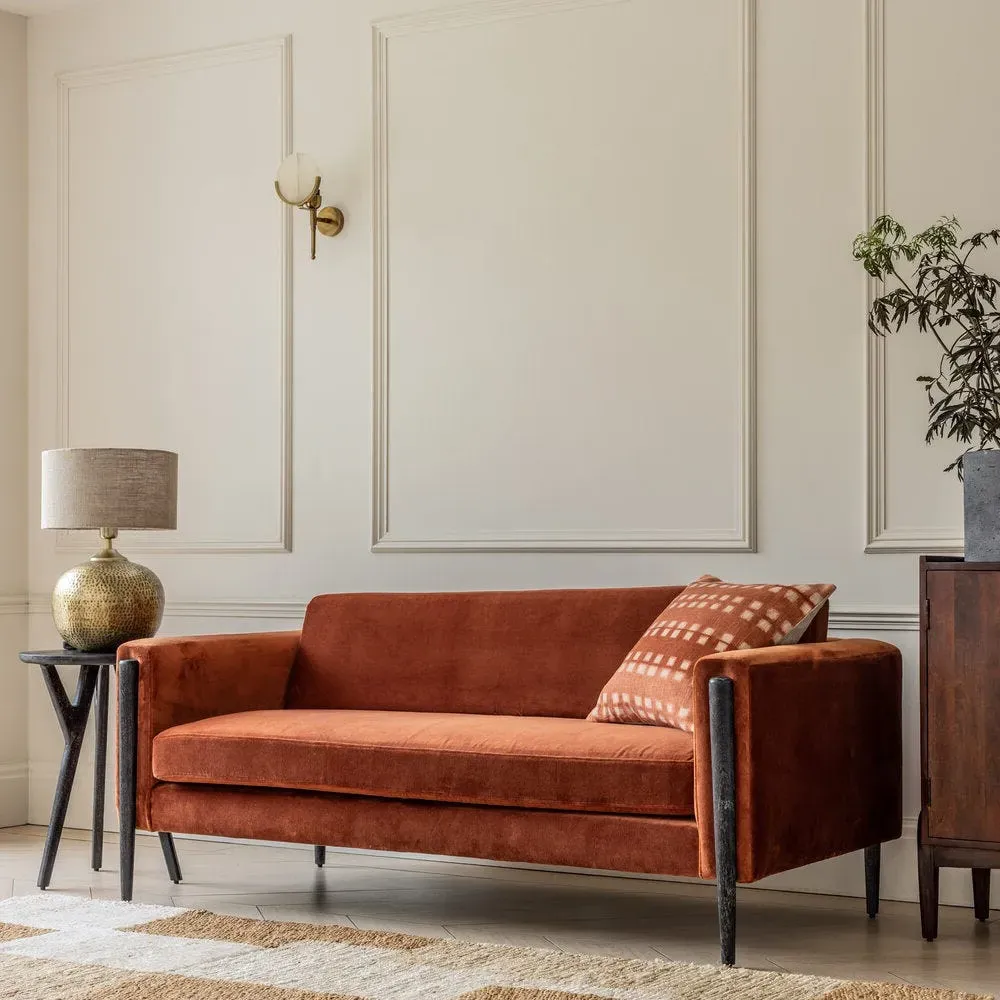 Lexington 3-Seater Sofa - Rust, Velvet