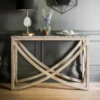 Lily Marble Top Console Table - Grey, Mango Wood