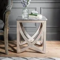 Lily Marble Top Side Table - Grey, Mango Wood