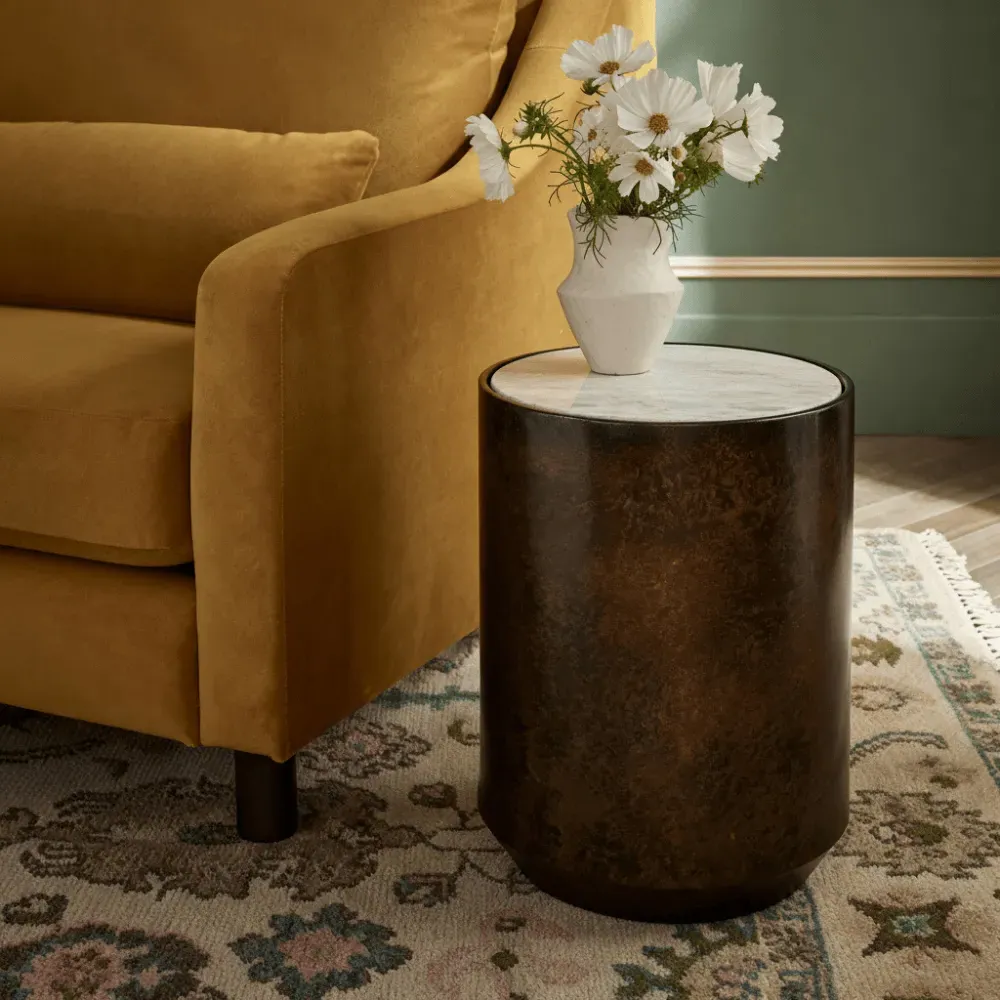 Lizzy Cylindrical Side Table - Copper Bronze, Marble image