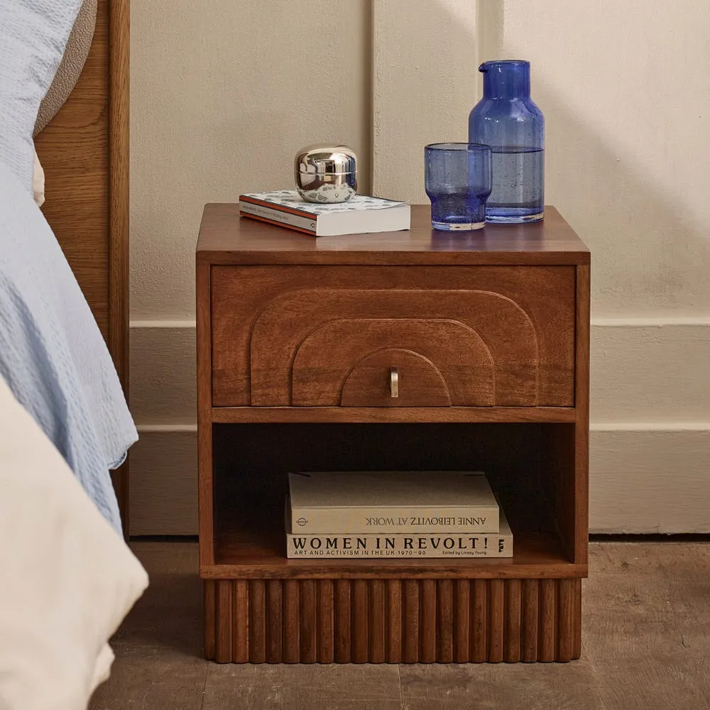Loki Bedside Drawer with Cabinet - Mango Wood product