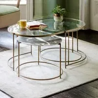Luna Nesting Coffee Tables - Antique Brass, Glass
