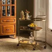 Malone Drinks Trolley - Antique Brass, Wood