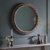Margot Round Mirror - Ikat Fabric
