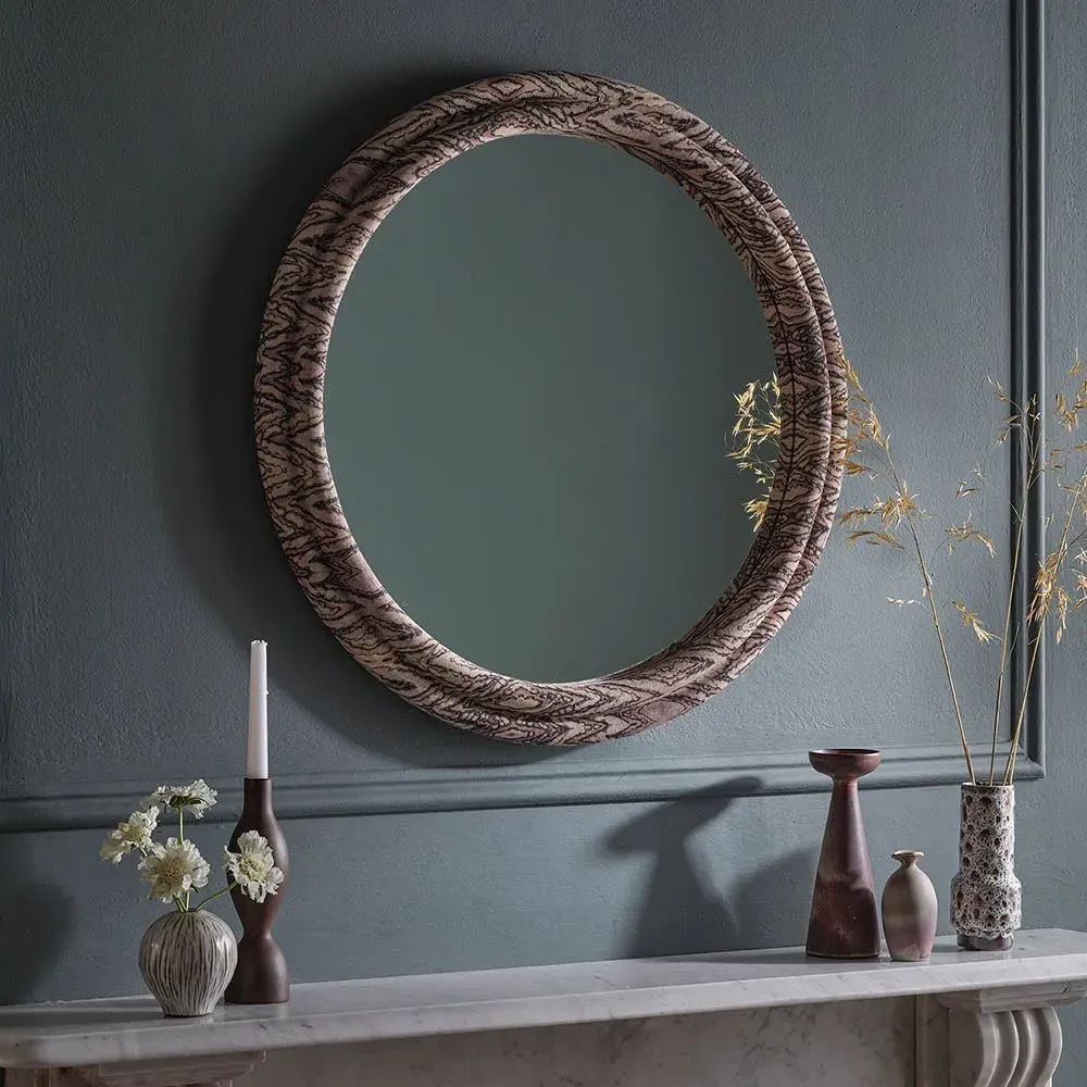 Margot Round Mirror - Ikat Fabric image