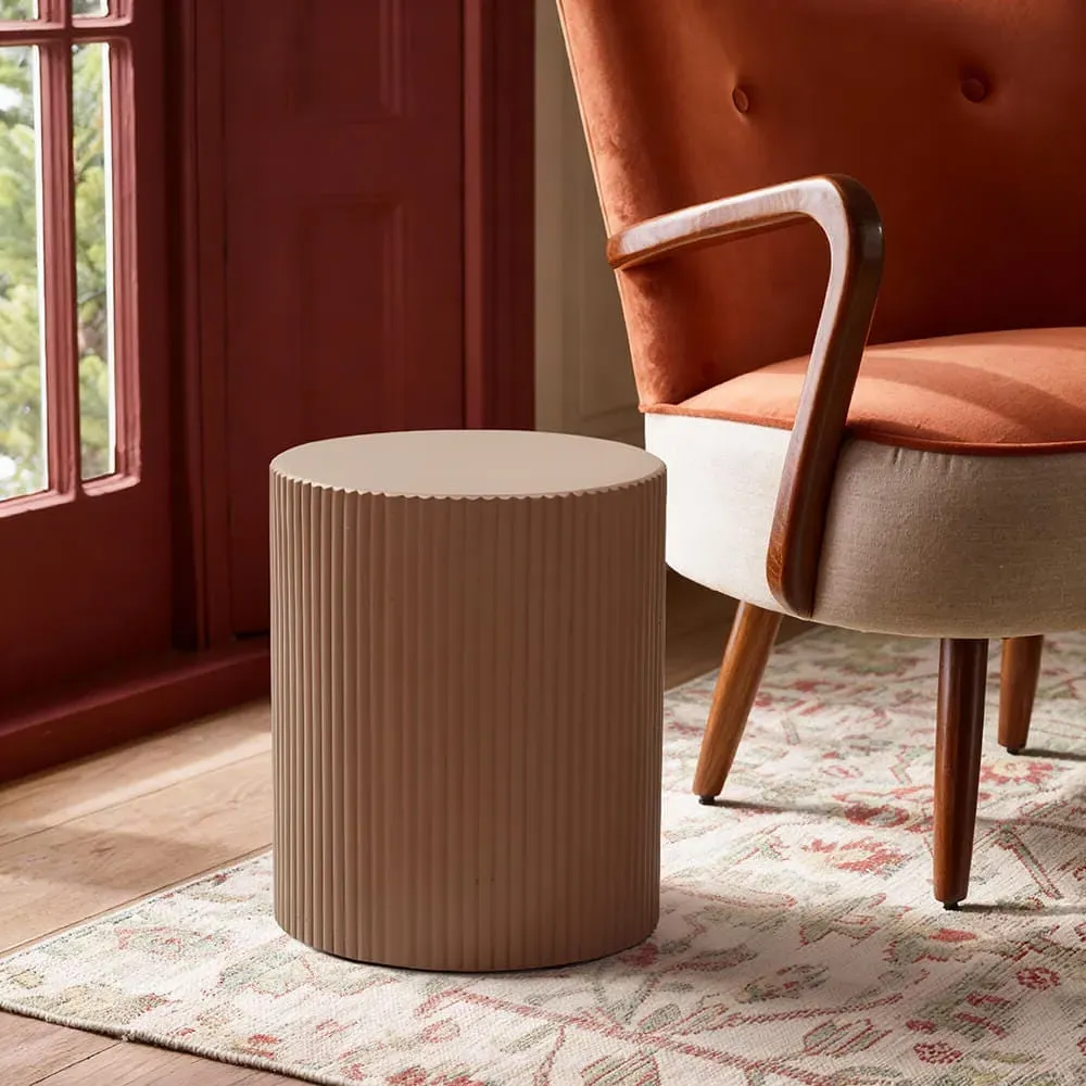 Maru Cylindrical Stool Side Table - Peach, Concrete