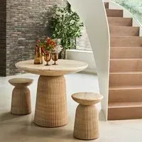 Mason Round Bistro Table - Travertine, Concrete