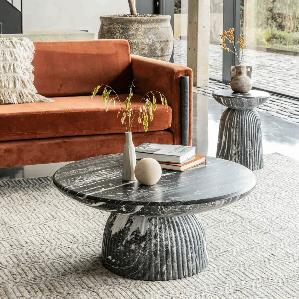 Mason Round Coffee Table - Dark Grey, Concrete image