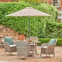 Matilda 4 Seat Dining Set with Parasol - Beige