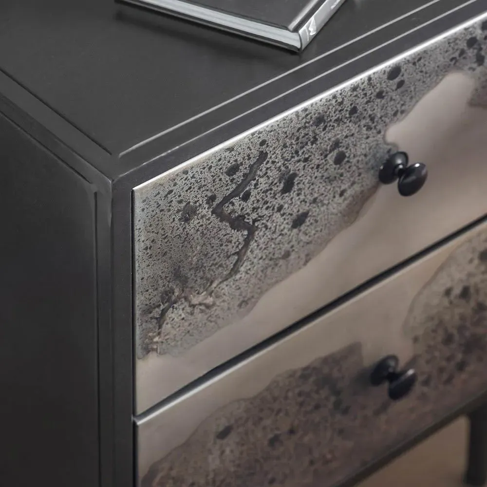 Mercury 2-Drawer Bedside Table - Black, Metal alternate view