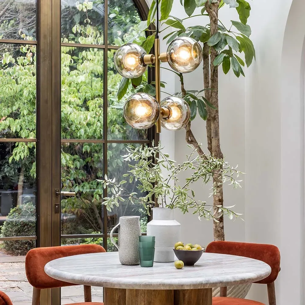 Mina 4-Light Pendant Light - Antique Brass, Smoked Glass image