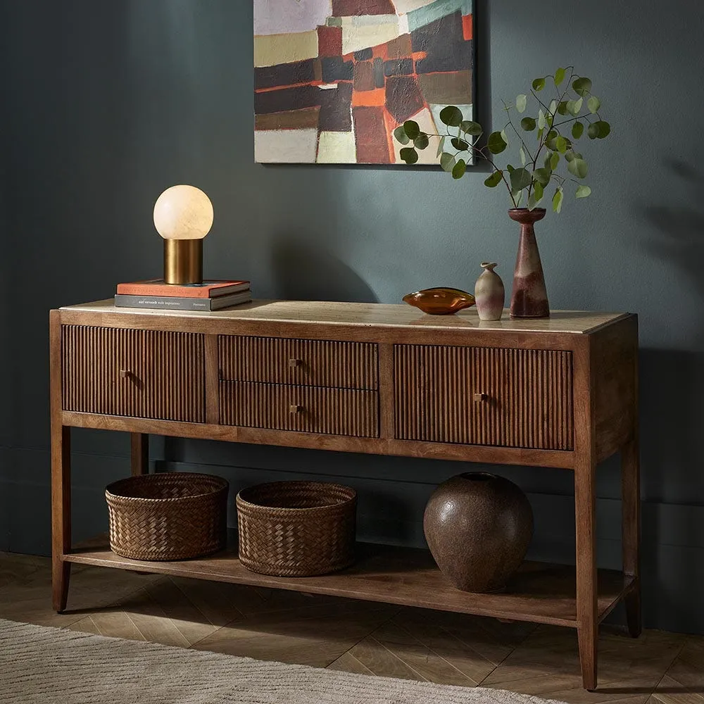 Mirabelle Fluted Sideboard - Mango Wood, Travertine image