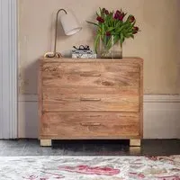Miro 3-Drawer Chest of Drawers - Natural, Mango Wood