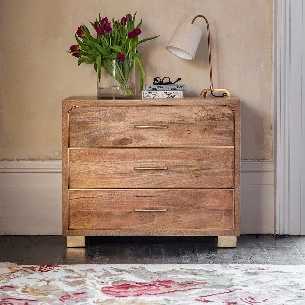 Miro 3-Drawer Chest of Drawers - Natural, Mango Wood image