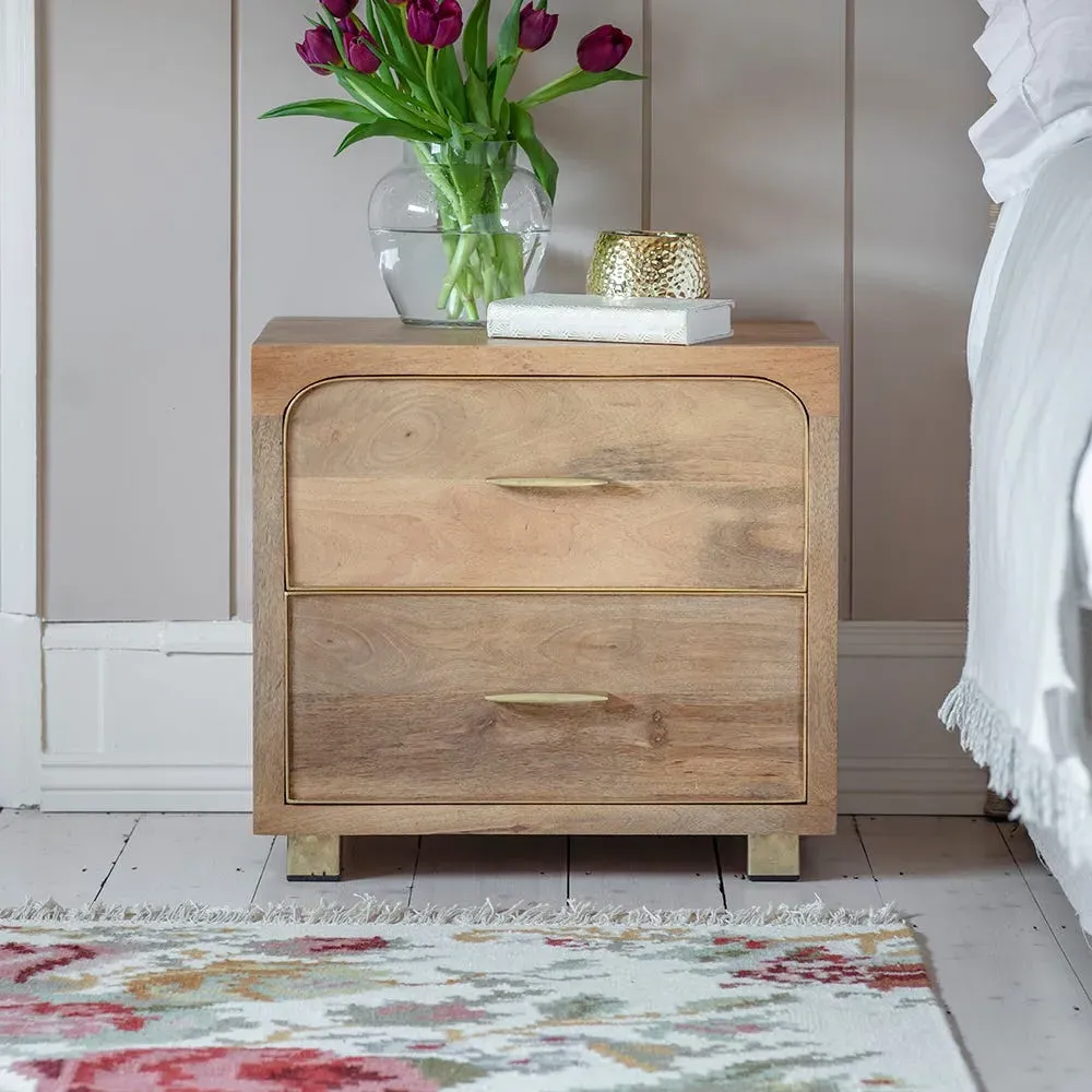 Miro Bedside Drawer - Mango Wood, Brass image