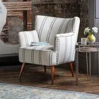 Mitzi Armchair with Button Detailing - Striped Cotton