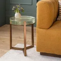 Molten Low Side Table - Clear Glass, Brass