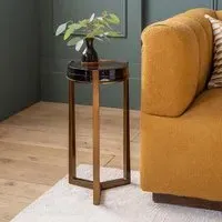 Molten Tall Side Table - Amber Glass, Brass