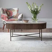 Monza Oval Coffee Table - Bronze, Marble