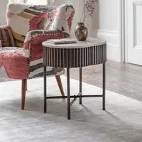 Monza Oval Side Table - Bronze, Marble