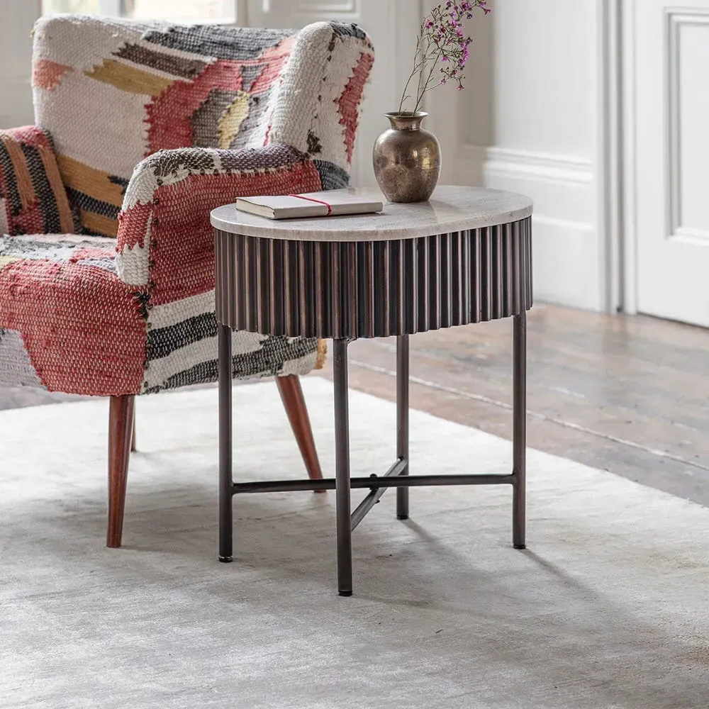 Monza Oval Side Table - Bronze, Marble image