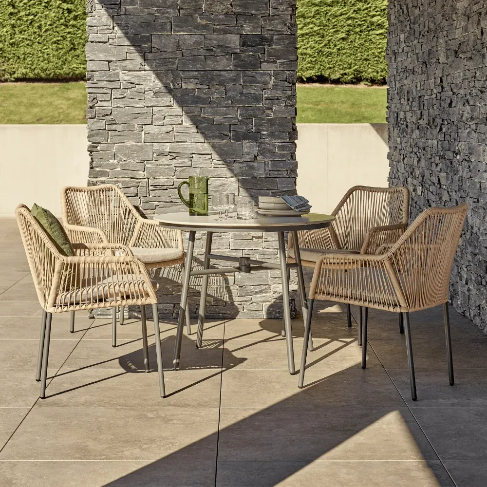 Olivia 4-Seat Round Outdoor Dining Set - Wheat, Aluminium product