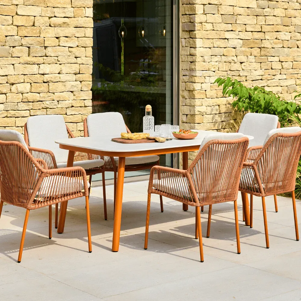 Olivia 6-Seater Rectangular Dining Set - Terracotta, Aluminium alternate view