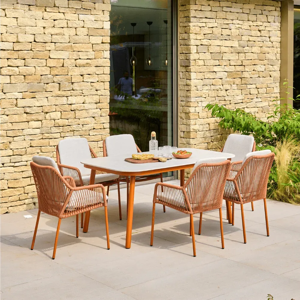Olivia 6-Seater Rectangular Dining Set - Terracotta, Aluminium product