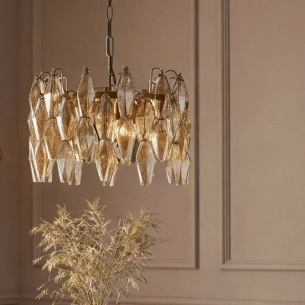 Oriana Lustre Glass Chandelier - Antique Brass product
