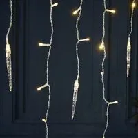 Outdoor Hanging Jewelled Icicle Lights with Timer - 7.5m