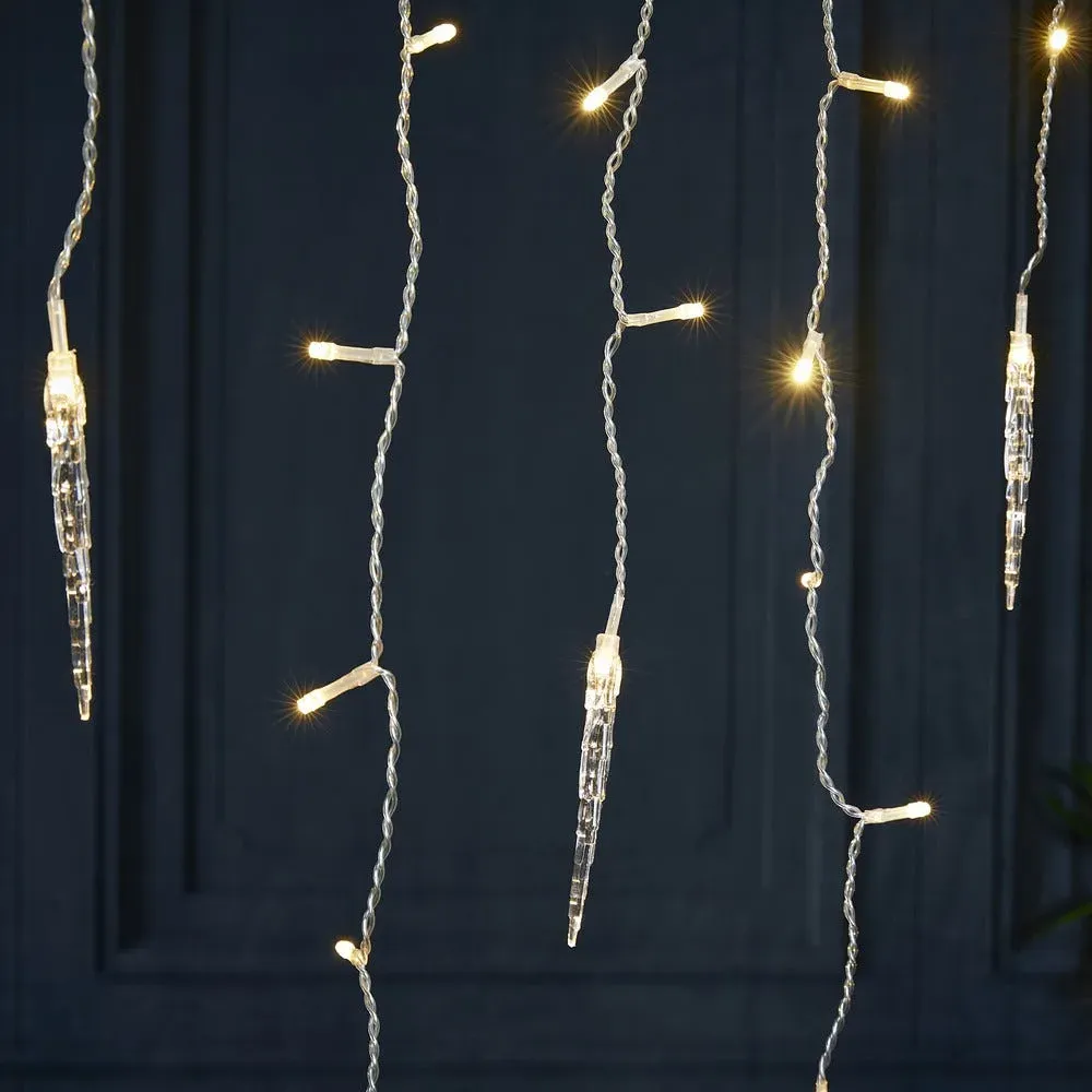 Outdoor Hanging Jewelled Icicle Lights with Timer - 7.5m image