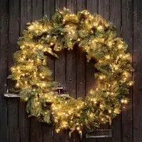 Oversized Pre-lit Wreath 100cm - Warm White LED