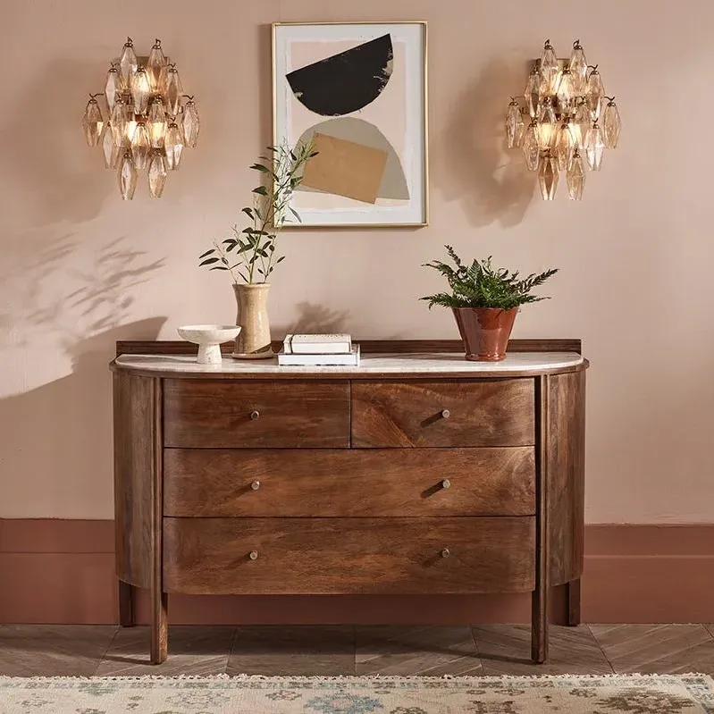 Queenie 4-Drawer Chest with Marble Top - Mango Wood product