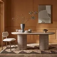 Raina Oval Dining Table - Travertine