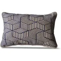 Rectangular Scatter Cushion with Embroidered Stripes - Blue