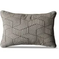 Rectangular Scatter Cushion with Embroidered Stripes - Gold