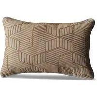 Rectangular Scatter Cushion with Embroidered Stripes - Gold